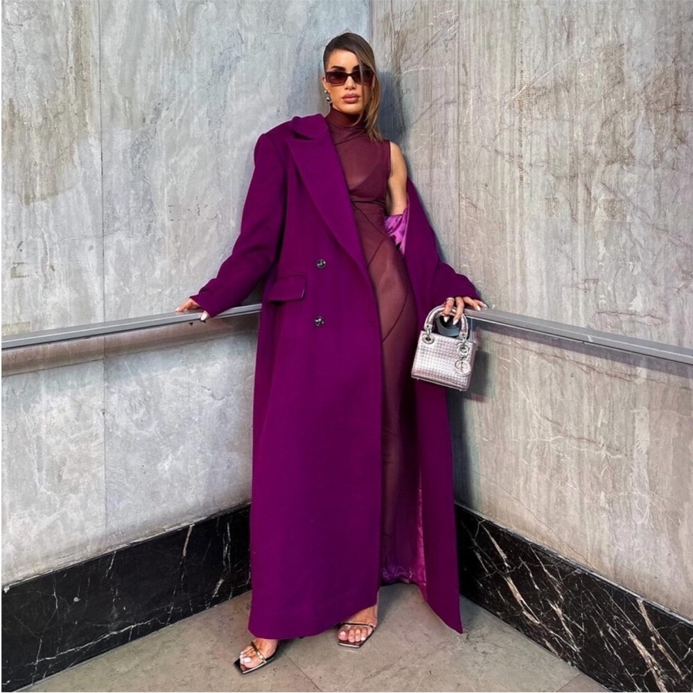 Camila Coelho Agatha Double Breasted Coat in Violet Fuchsia Purple Size XS
